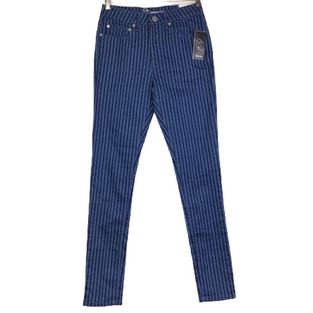 NWT Original Use Womens 28 Skinny Stretch Jeans Low Rise Blue Stripe Streetwear